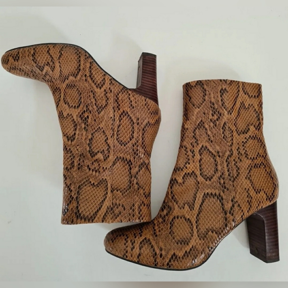 Next brown faux leather ankle boots size 6.5 snakeskin animal print - Picture 11 of 11